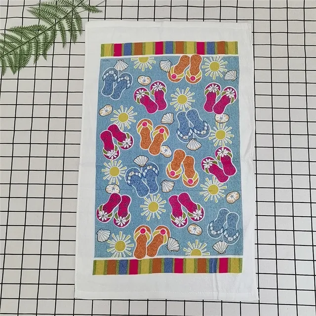 1Pc 41x64cm Cotton Tea Towel Dish Cleaning Cloth Colorful Printed Napkins Cooking Tools Kitchen Towels Style 1