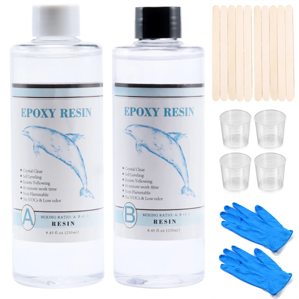 1:1 Clear Epoxy Resin Crystal Clear Art Resin Epoxy 2 Part Epoxy Casting  Resin Kit with Measuring Cups, Stick, Silicone Gloves - AliExpress