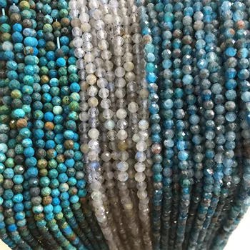 

3MM Faceted Turquoise Lapis Red Green Ruby Amethyst Apatite Aquamarine Power Energy Natural Stone Beads for Jewelry Making DIY