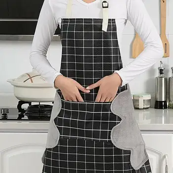 

Creative Korean Version Waterproof Apron Adjustable Halter Hand Cleaning Apron Thick Fashion Coral Velvet Sleeveless Pocket Apr
