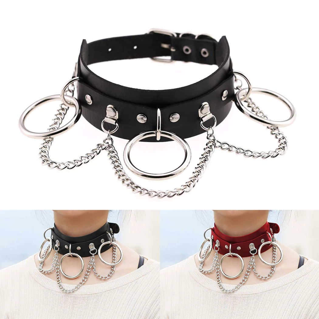 Женское кольцо с заклепками цепочка в стиле панк колье-чокер ожерелье мужское