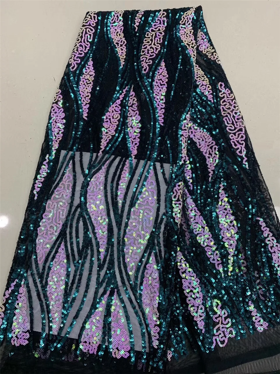 

French Nigeria Sequined Mesh Lace African Tulle Mesh Lace Fabric 2022 High Quality Wedding Dress J3668