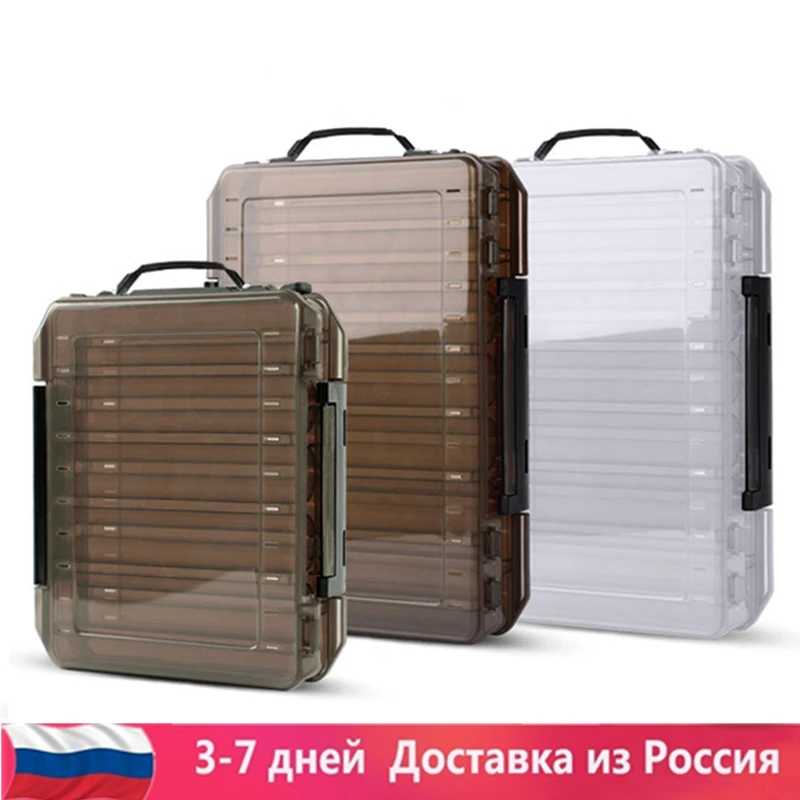 Новый LINNHUE двухсторонний пластиковый ящик для приманки рыбалки 14 отсеков мини
