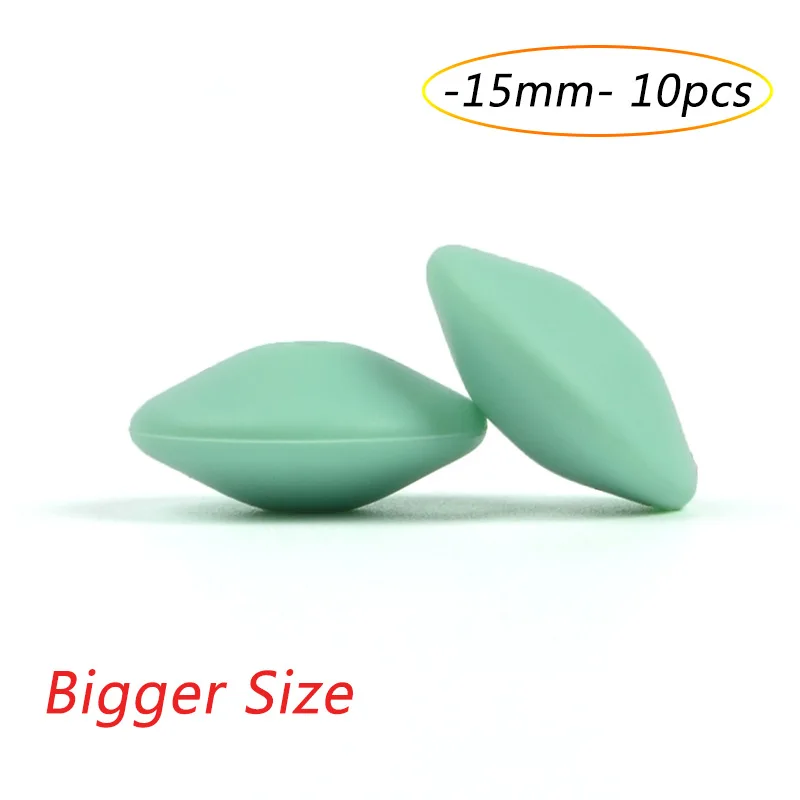 15mm mint LOFCA 15 мм силиконовые бусины в форме чечевицы 10 шт./лот зубной прорезыватель для малышей без БФА, Силиконовый грызунок бусины ожерелье с буквами для изготовления ювелирных изделий - Цвет: 15mm mint