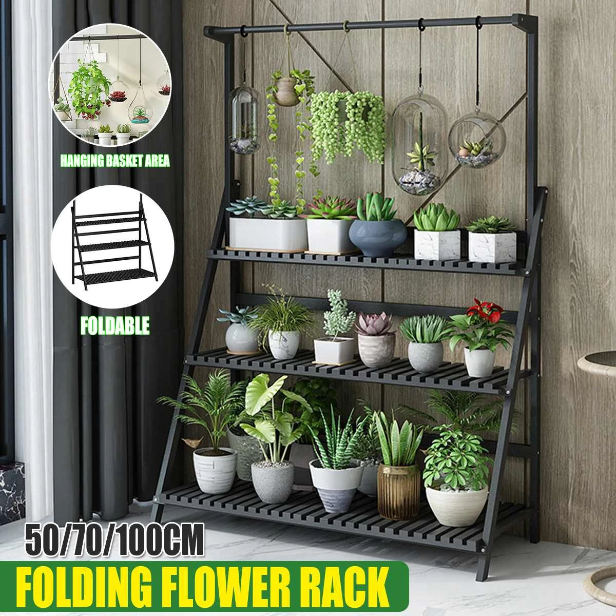 折りたたみ式植物棚 50 100cm 3レベル フラワーラック 木製はしご 屋内および屋外の庭用の収納家具 Plant Shelves Aliexpress