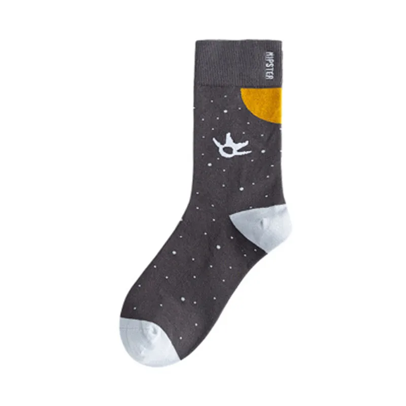 POBPOP Winter New Men's and Women's Socks Oil Painting Style Interesting Patterns Space Tours Warm and Breathable Cotton - Цвет: c