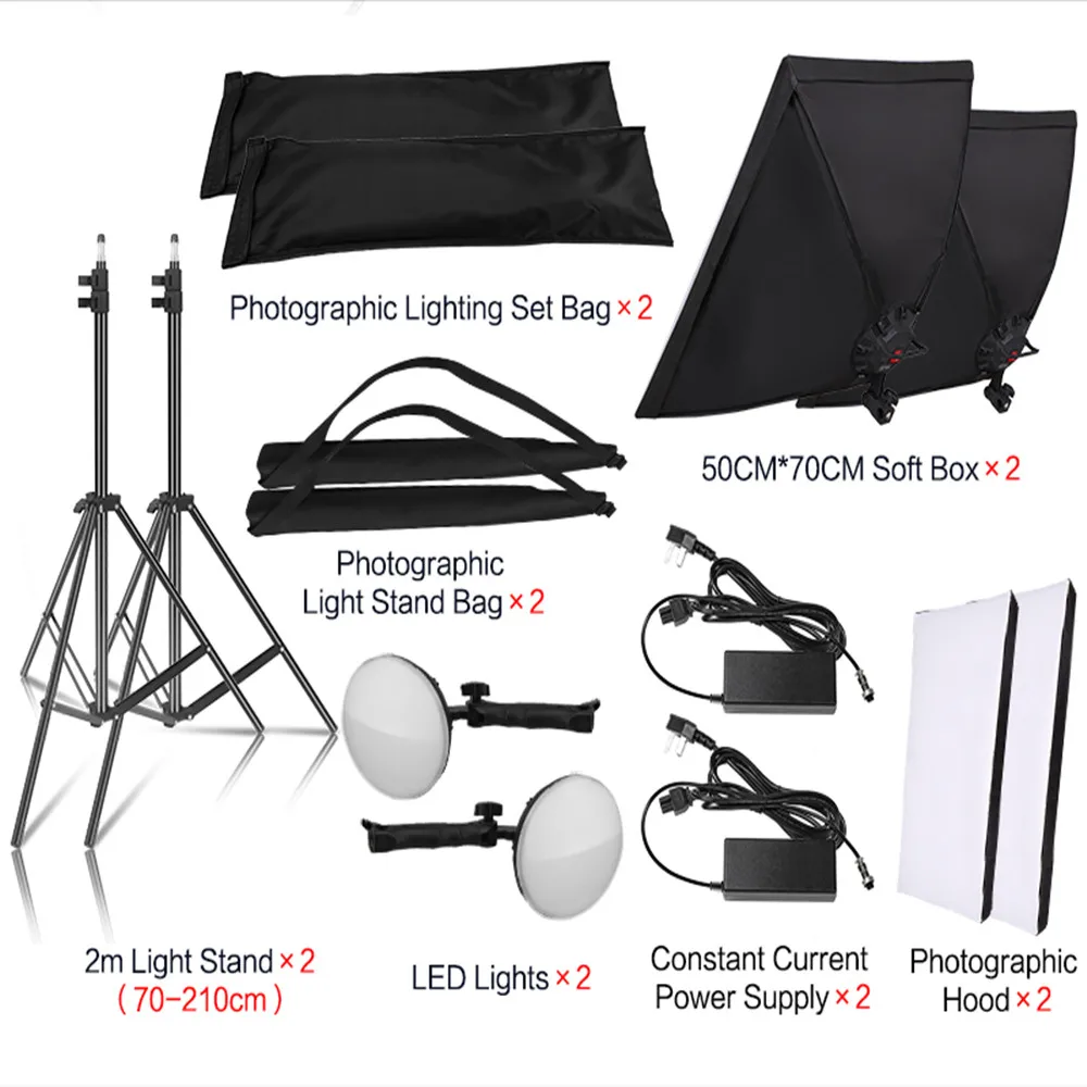  Photography 50x70CM LED Lamp Bead Softbox Lighting Kit Continuous Light System Camera Accessories F - 4000291453389