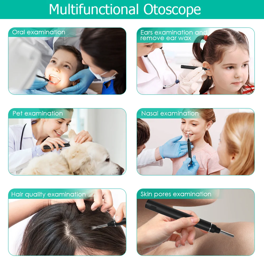 HD 3.9mm Digital Otoscope Video WiFi Earpick Camera Ear Scope Camera Visual Ear Cleaning Endoscope for iOSAndroid smartphone