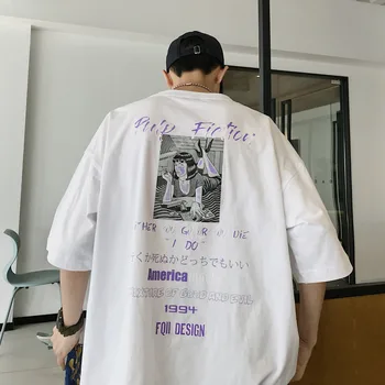 

2020 Summer New Youth Popular Back Print Loose Short Sleeve T-Shirt Fashion Casual Round Neck Pullover White / Black S-XL