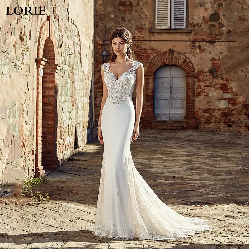 LORIE Русалка свадебное платье 2019 Аппликации Кружева Свадебное бохо романтические