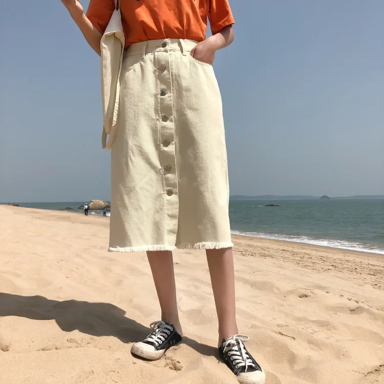 

Photo Shoot Korean-style Sophisticated Style Elastic Waist Mid-length High-waisted Slimming Skirt Slip Buckle Flash One-step Ski