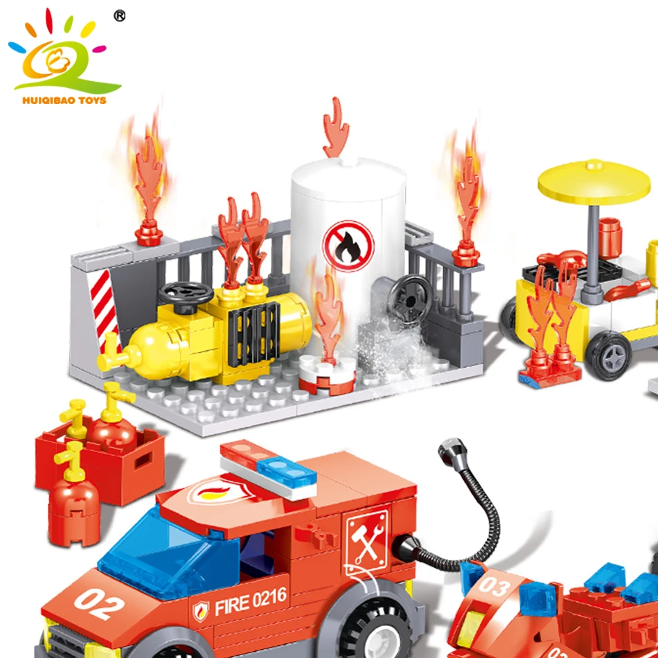 Продажа 335 шт. пожарная станция строительные блоки Legoingly городской пожарный грузовик мото пожарная безопасность дрель комната Кирпичи игрушки Дети ...