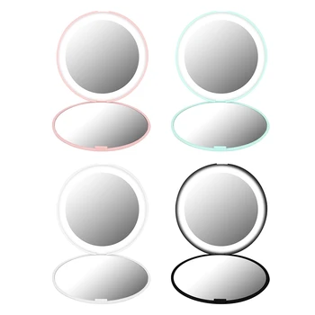 

Mini Makeup Mirror 12 LEDs portable foldable cosmetic mirror with 10x magnification