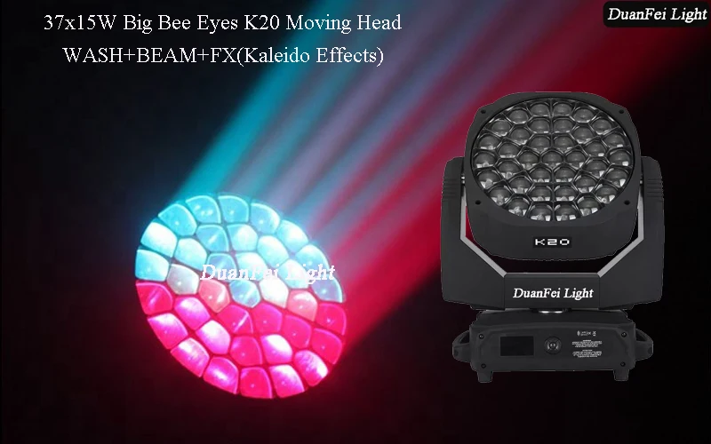 2 шт.+ Flycase) большой пчелиный глаз K20 37x15 Вт Светодиодный луч движущаяся головка Dj свет промывочный зум Lyre движущийся свет
