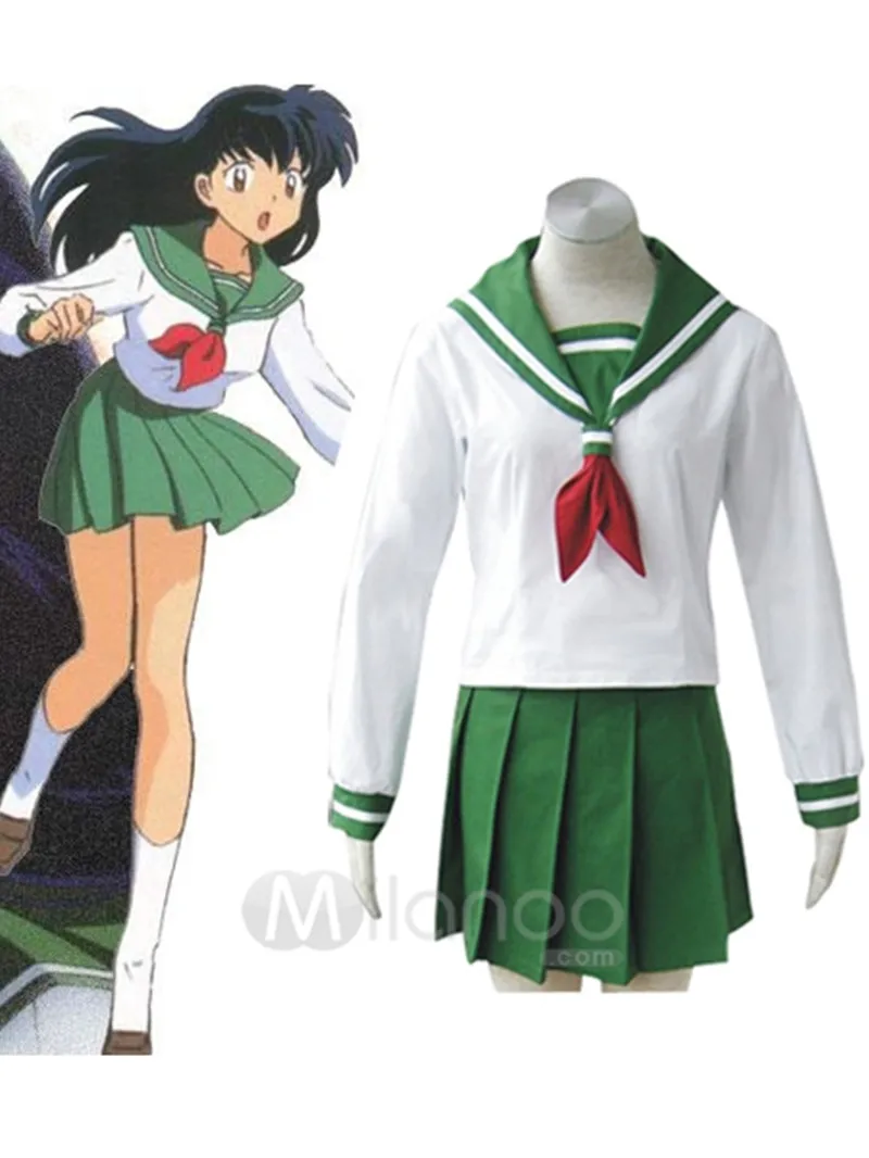 

Anime Inuyasha Cosplay Higurashi Kagome Japanese School Uniform Set Cos Halloween Party For Men/Women Full set Top + Skirt + Tie