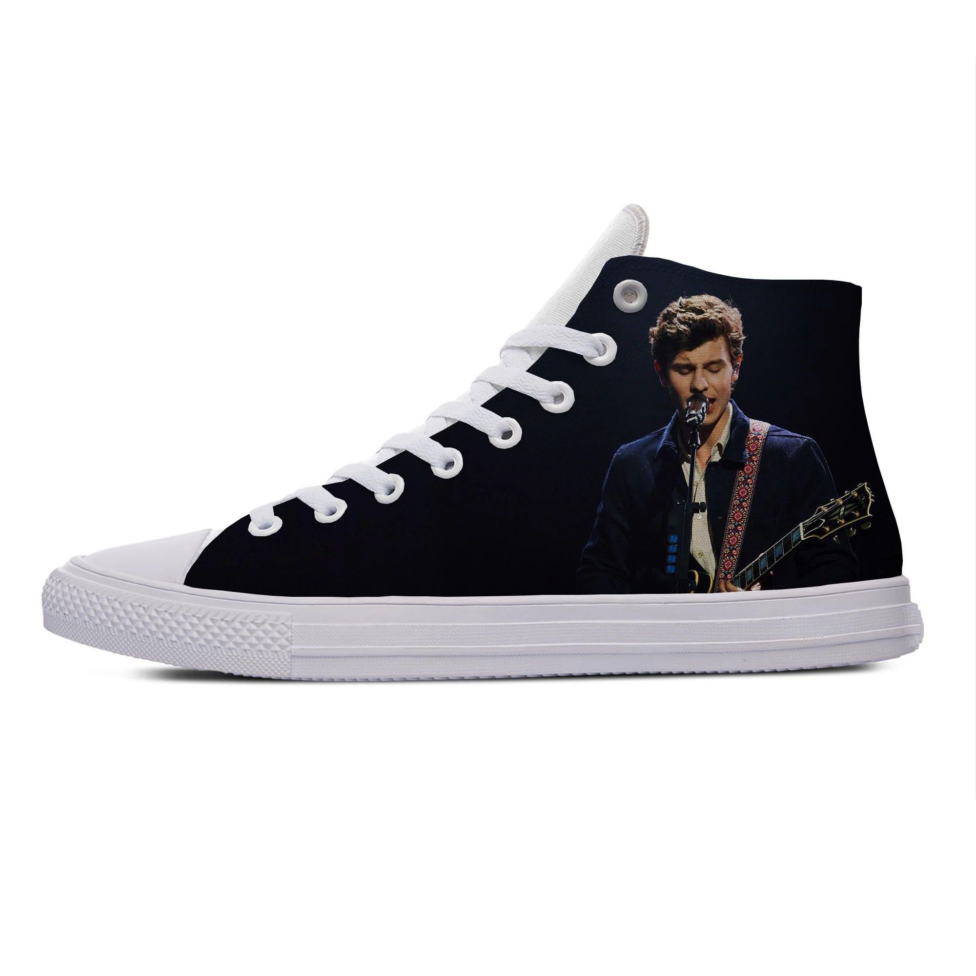 Популярные Модные Повседневные холщовые кроссовки Pop Singer Shawn Mendes высокие дышащие