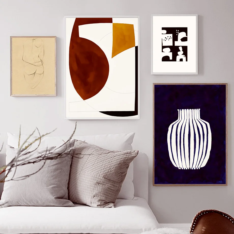 Minimalism Abstract Line Body Blue Skater Wall Art Canvas Painting Nordic Posters And Prints Wall Pictures For Living Room Decor