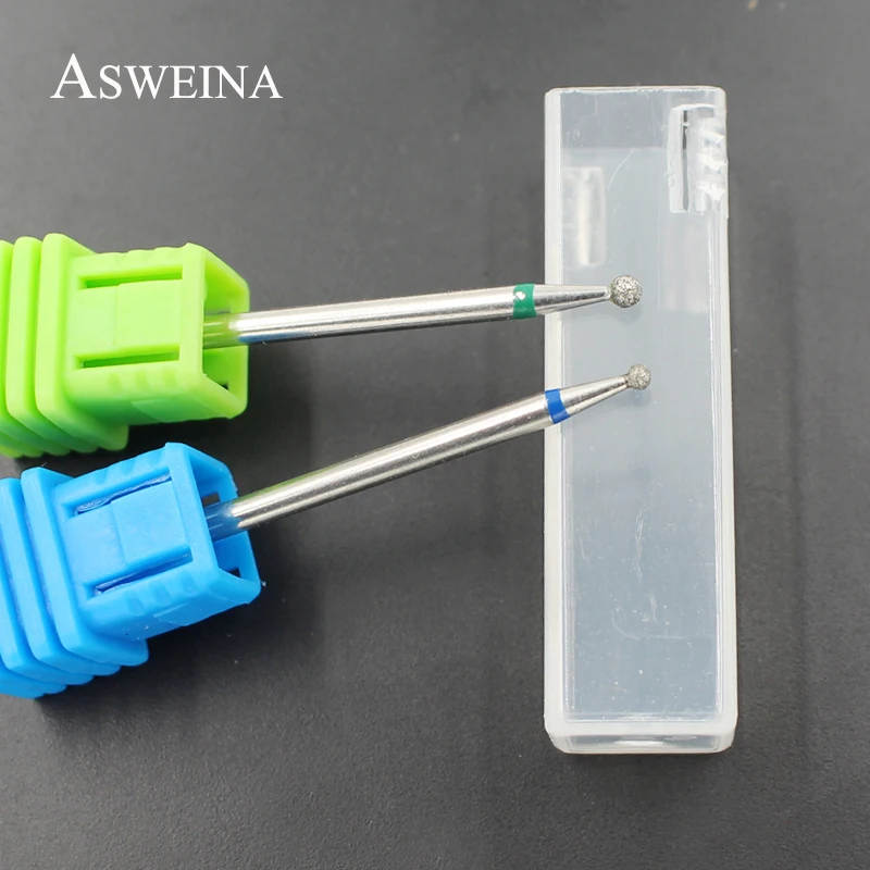

ASWEINA 2Pcs/set Round Diamond Nail Drill Bit Rotary Bur Milling Cutter Nail Art Clean Accessories Nail Polished tools