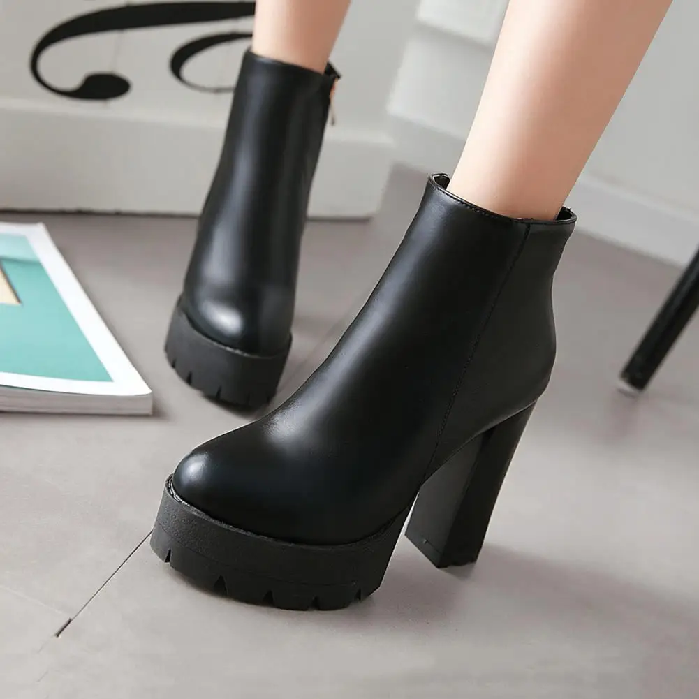 

Lapolaka New High Quality Big Size 43 Shoes Women Boots Platform 12cm High Heels Shoes Woman Zip Up Ankle Boots Female