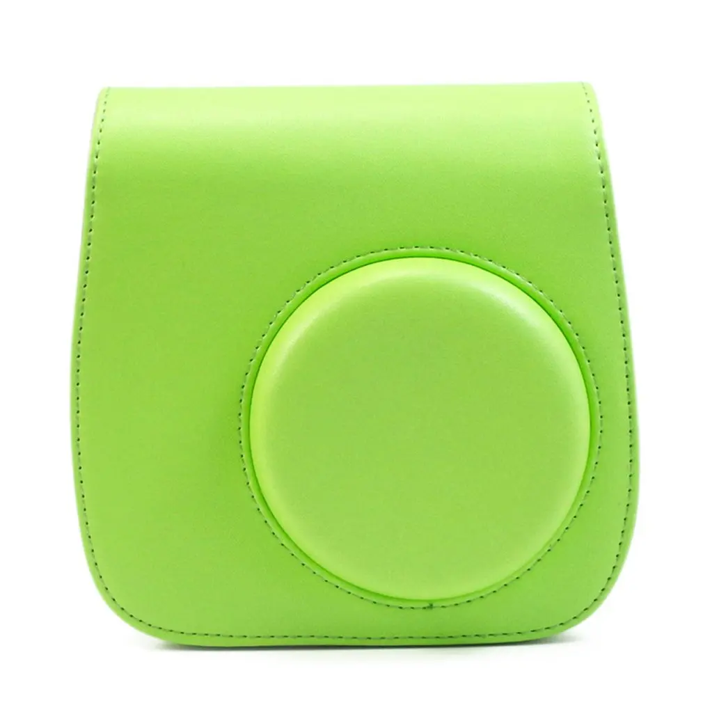 Для Fujifilm Instax Mini 8 Mini 9 camera PU кожаная цветная сумка Instax Mini чехол с плечевым ремнем прозрачная кристальная крышка - Цвет: grass green