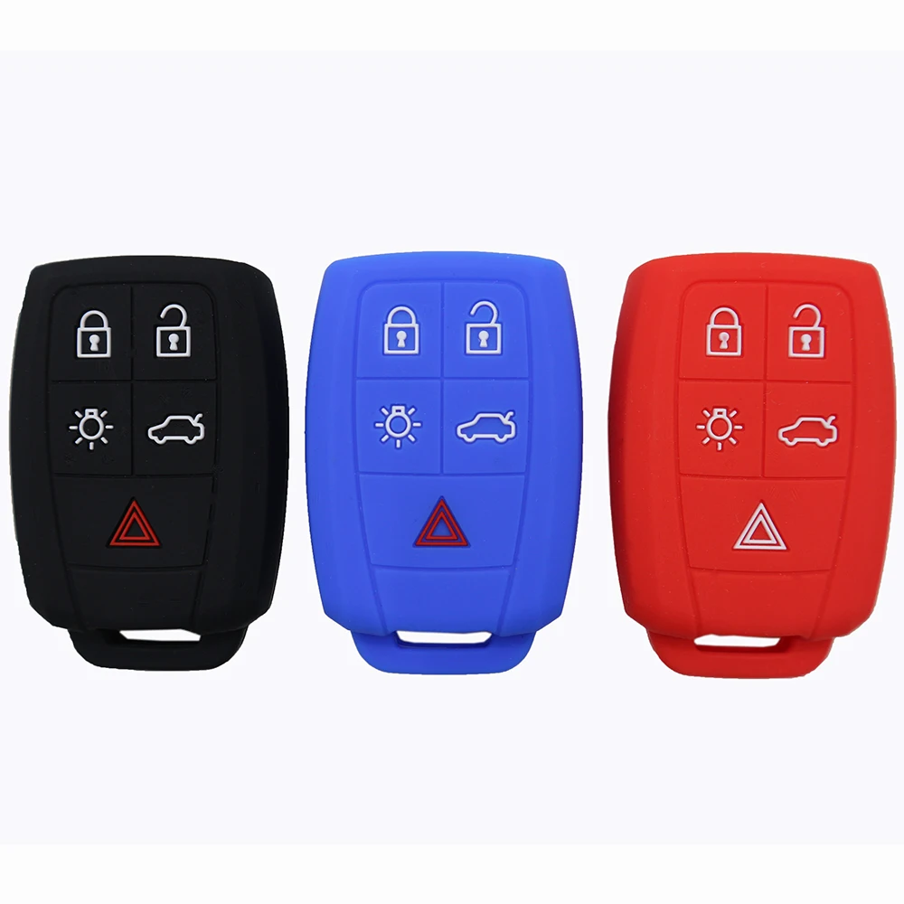

Car Key Case Protector Silicone For Volvo XC90 C70 S60 D5 V50 S40 C30 Smart Keyless Entry Cover 5 Button FOB Shell