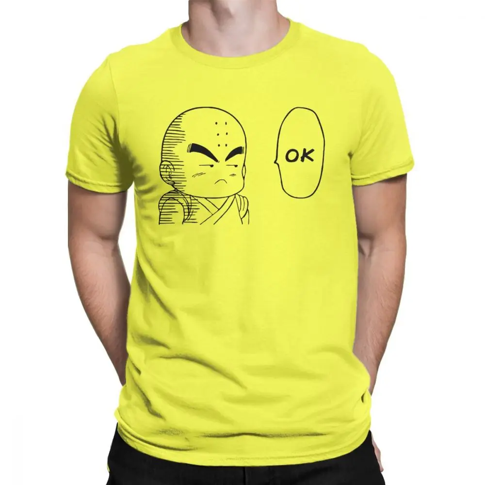 Krilin OK Dragon Ball Футболка мужская 100 Премиум хлопковая Футболка Goku Super Saiyan Vegeta Dbz Ultra Harajuku Camiseta Футболка мужская - Цвет: Цвет: желтый