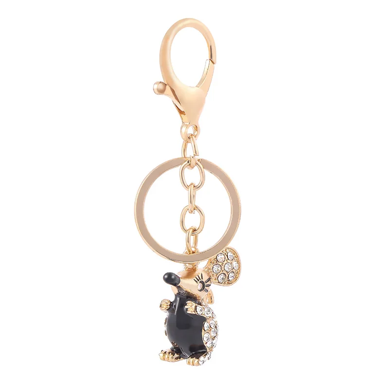 New 3D Lucky Mouse Keychain Keyring Couples Car Bag Rat Pendant Jewelry Trinket Woman Charm Rhinestone Key Chain Lovely Gifts