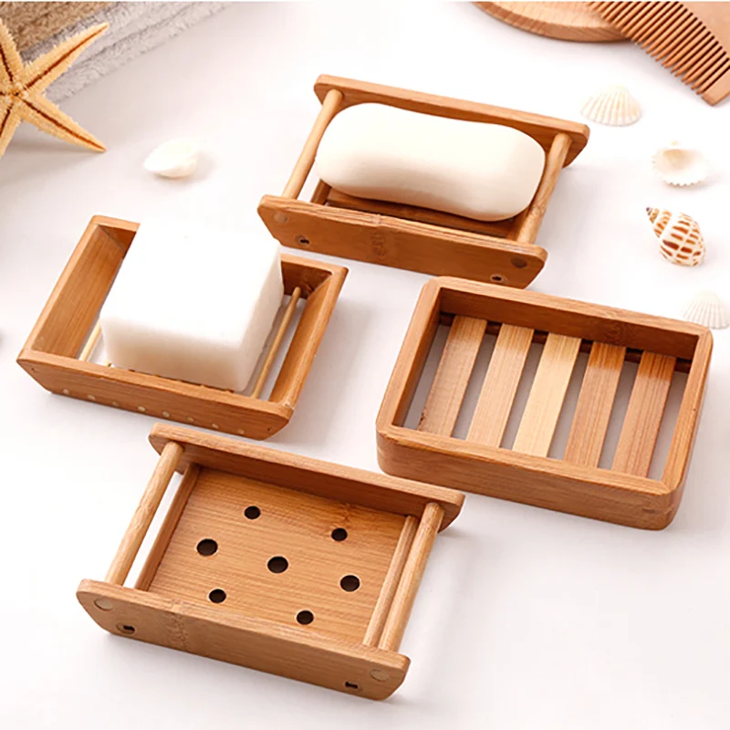 Vintage Bamboo Soap Dish Wooden Tray Holder Storage Rack Plate Box Bathroom Container Handmade Drain | Дом и сад