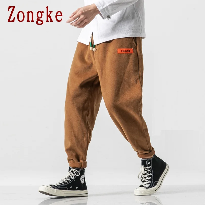 Zongke плотные брюки в тяжелом весе, мужские брюки для бега, мужские брюки, уличная одежда, спортивные штаны, шаровары, мужские брюки, 5XL, осень