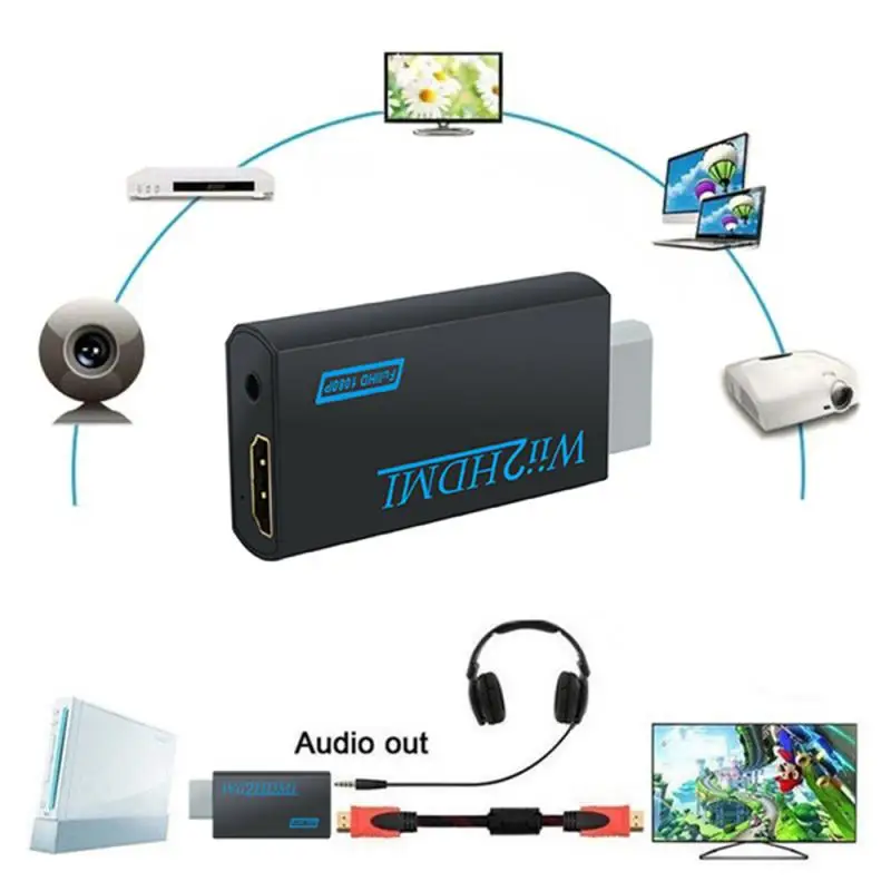 Для Wii HDMI видео 1080P Full HD TV Аудио адаптер кабель Поддержка NTSC PAL аудио для ПК HDTV