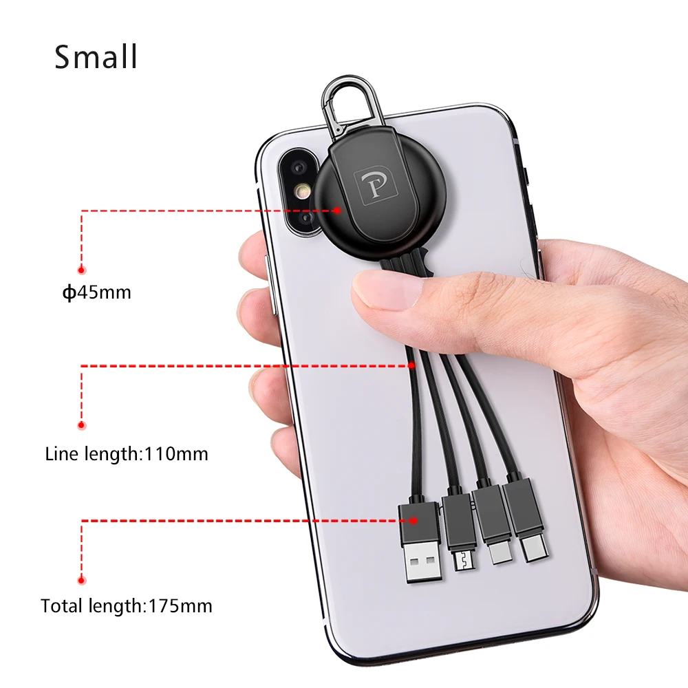 Брелок 3 в 1 USB кабель для быстрой зарядки для Android type C i Phone USB кабель для мобильного телефона
