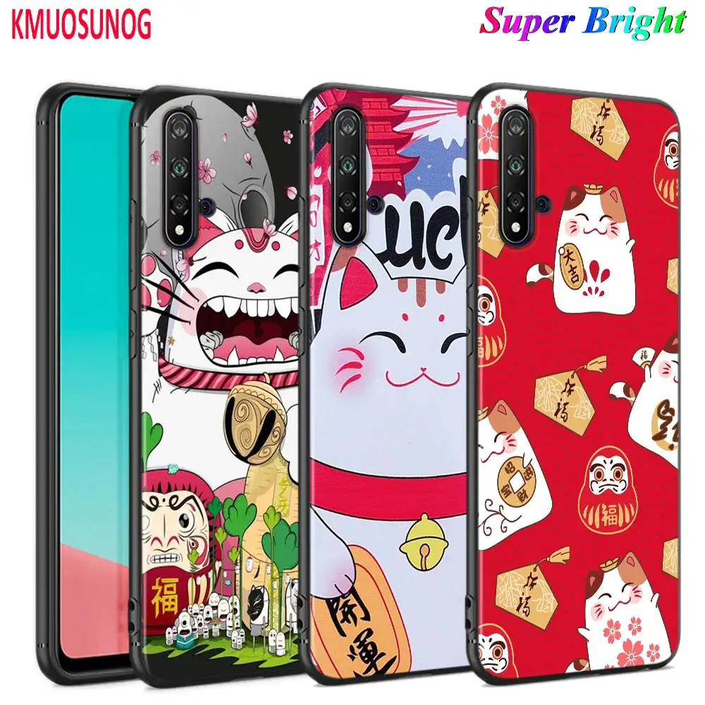 Чехол для телефона Maneki Neko Lucky Money cat черный чехол Huawei Nova 5 3i P Smart Z Plus 2019 P30 P20 Pro P10 P9 P8