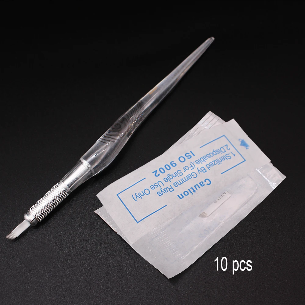Тату-ручка Tebori PCD 3D + 10 шт. 14 штырьков иглы для микроблейдинга и перманентного