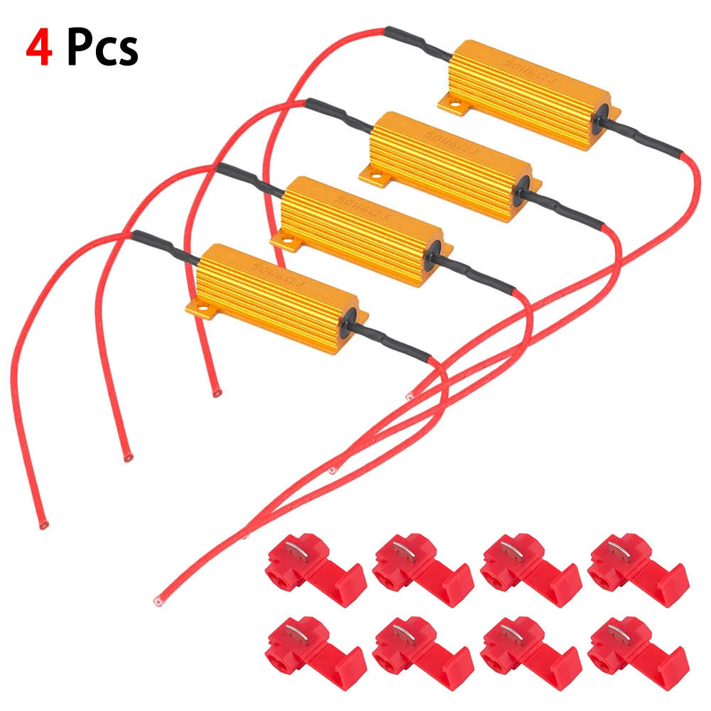 

4pcs 50W 6Î© LED Turn Signal Light Blink Flash Fix Load Resistors LED Bulbs Light Error Free Code Canceler Decoder