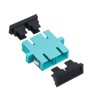 

50PCS/Lot OM3 Aqua Fiber Optic Adaptor,Flange Joint SC-SC Multi Mode Duplex Fiber Coupler Connector