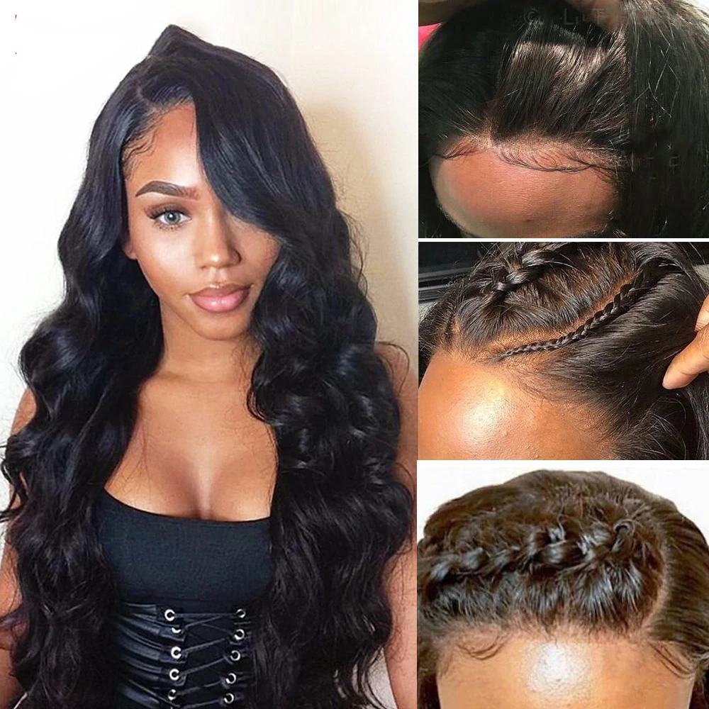 ALLRUN-Body-Wave-Peruvian-Human-Hair-Wigs-360-Lace-Frontal-Wig-Lace-Front-Non-Remy-Short