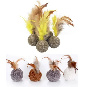

Cat Toy Soft Feather Catnip Ball Toy For Cat Interactive Kitten Toys Edible Treating Cleaning Teeth Cat Supplies Pet Products