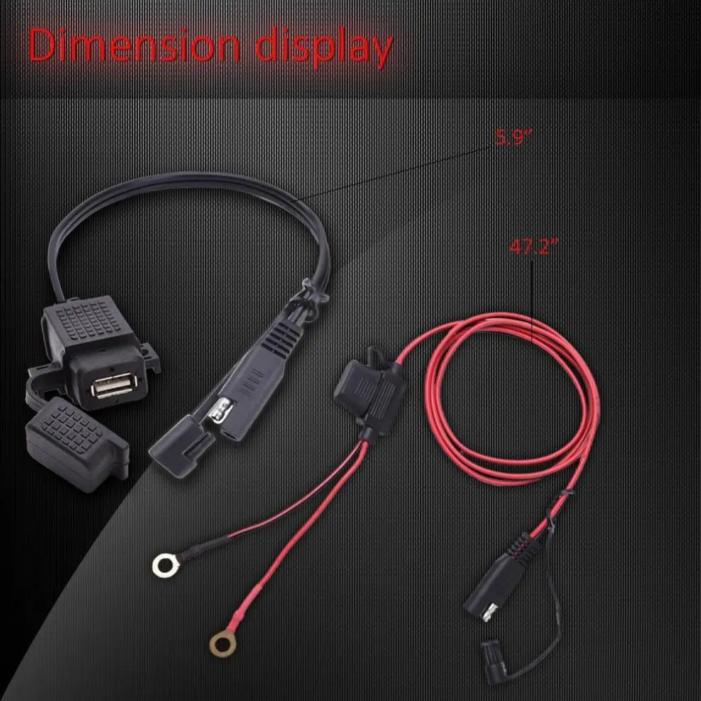 12V Водонепроницаемый мотоцикл SAE USB телефон GPS MP4 Зарядное устройство кабель