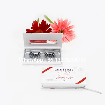 

Mink Eyelash Packaging Box Mink Eyelashes Cruelty free Handmade 3D Mink Lashes Full Strip Lashes Custom Lashbox Packaging