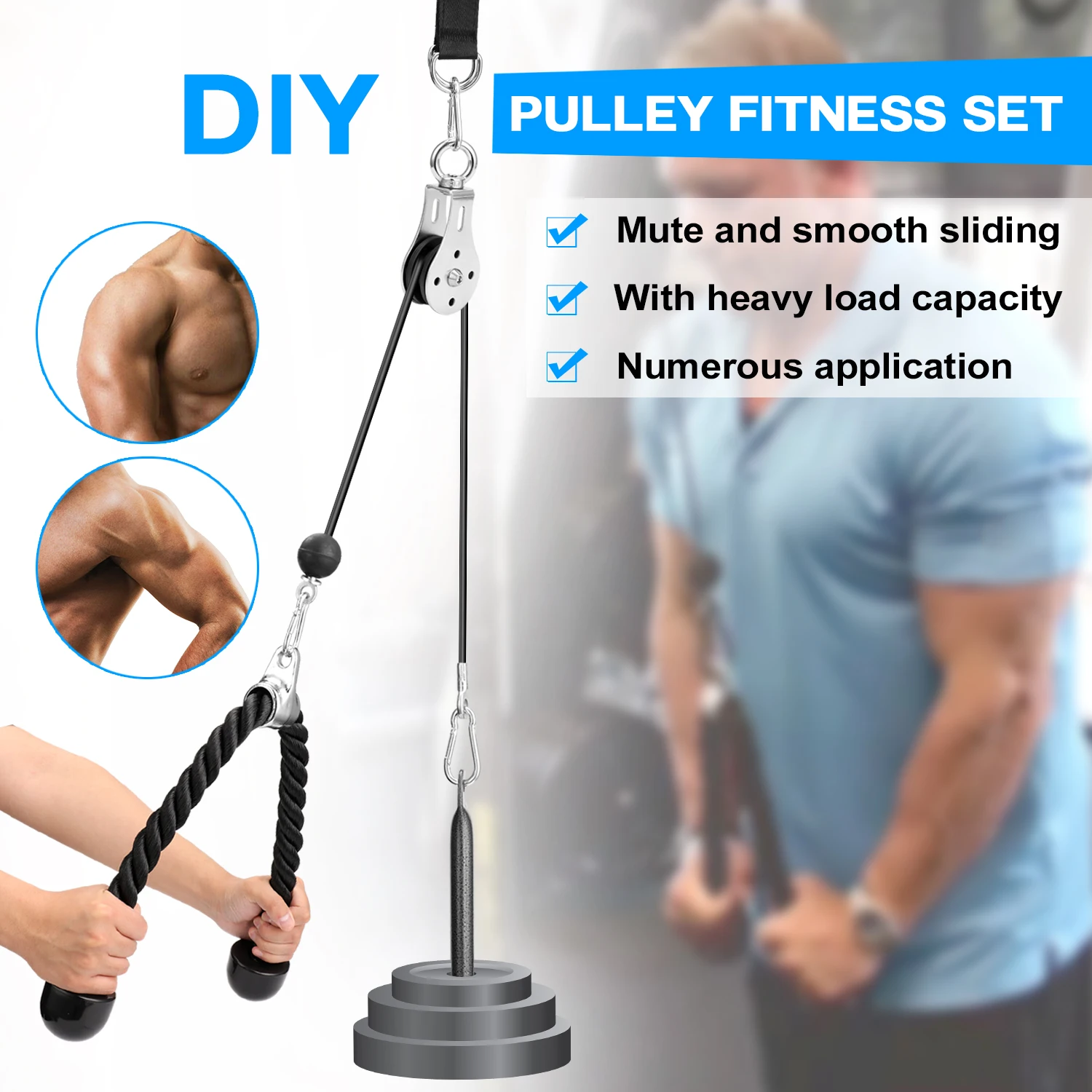Bandas Elasticas Fitness Equipment DIY Pulley Cable Machine Attachment System Lifting Arm Biceps Triceps Blaster Hand Strength arm strength trainer hand wrist exerciser pull bar