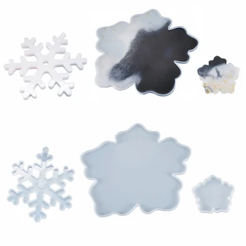 

DIY Snowflake Molds Crystal Epoxy Flower Table Big Coaster Base Silicone Mold Decoration Cherry Blossom Mirror Base Christmas
