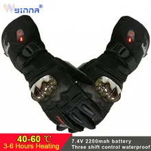 Winna мотоциклетные нагревательные перчатки для верховой езды, езды на лыжах, езды на велосипеде, Зимние виды спорта, Электрический перезаряжаемый аккумулятор с подогревом, теплые перчатки для велоспорта
