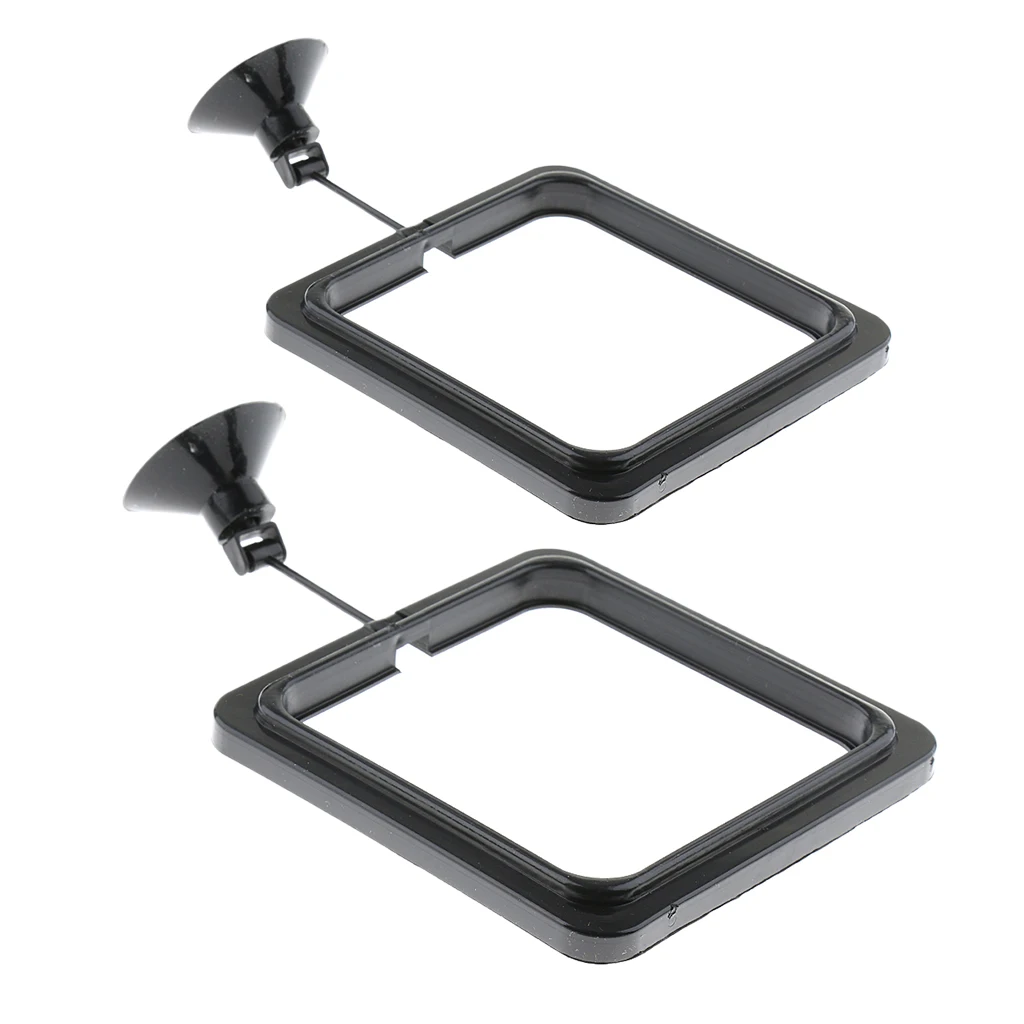 2 Pieces Aquarium Fish Feeding Rings Floating Food Feeder with Suction Cup, Square Shape