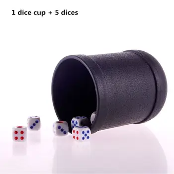 

Black PVC Dice Cup Board Game KTV Pub Night Club Casino Party Game Gambling Dice Box with 5 Dices N05 19 Dropship