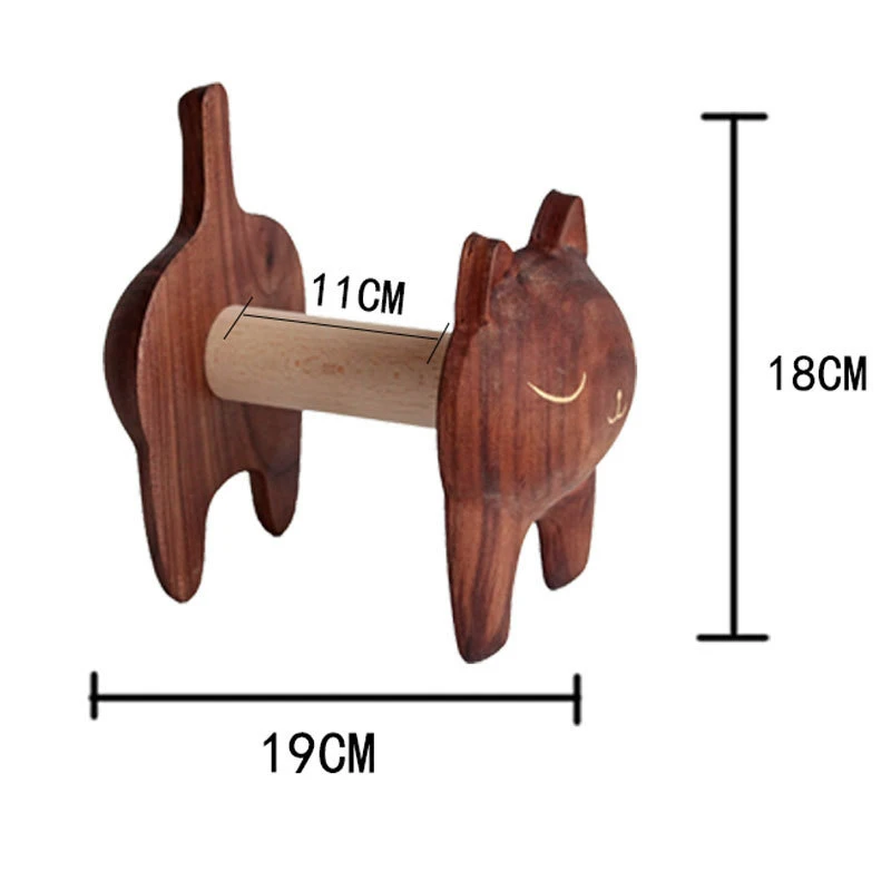 Wooden Cat Toilet Paper Holder