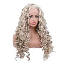 TINY LANA Brown Blonde Color Kinky Curly Wigs for White Women Synthetic African Fluffy Hair High Temperature Fiber Lace Front