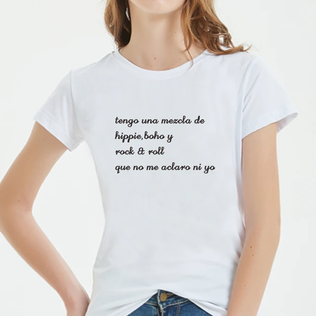 lealtad Derivación Suyo Camisetas Hipster divertidas con frase en español, camiseta básica para  mujer, camiseta estampada de manga corta para mujer, ropa para mujer _ -  AliExpress Mobile