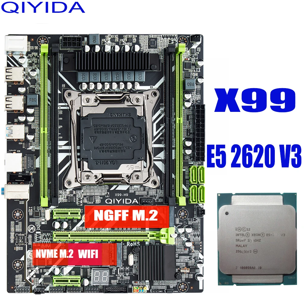 Qiyida Новый X99 материнская плата с XEON E5 2620 V3 памяти комбо комплект NVME USB3.0 MATX