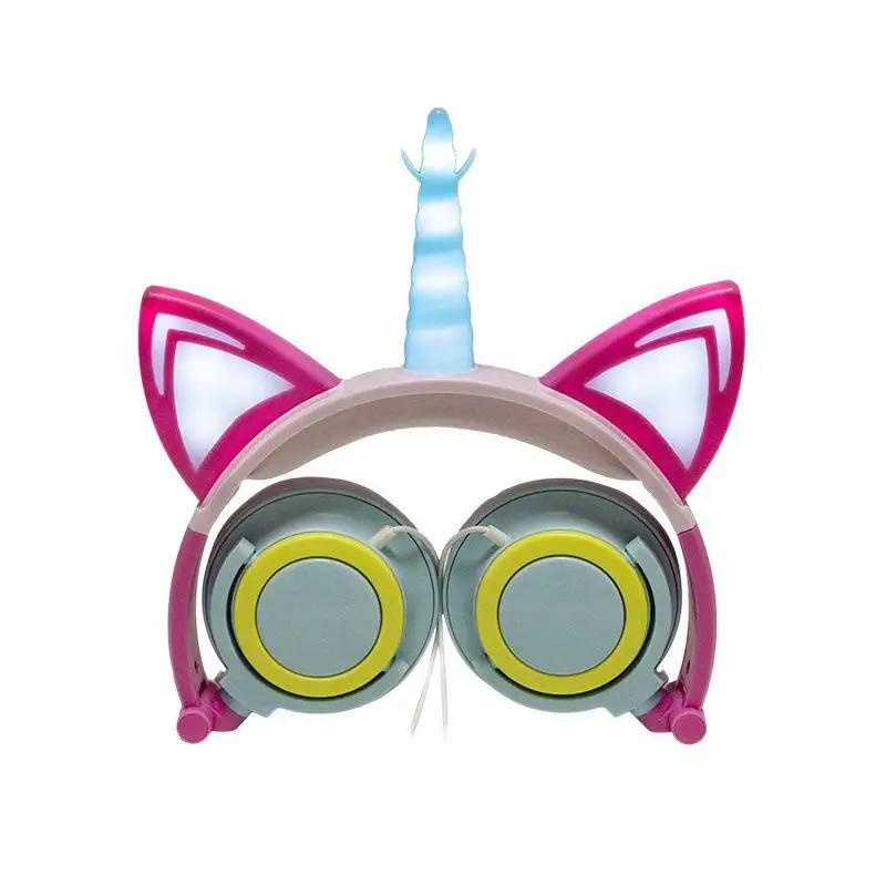 HobbyLane Cute Cat Ear Wired Headphone Adjustable for Boys Girls Tablet Kids Headband Earphone Foldable Over On Ear Game Headset