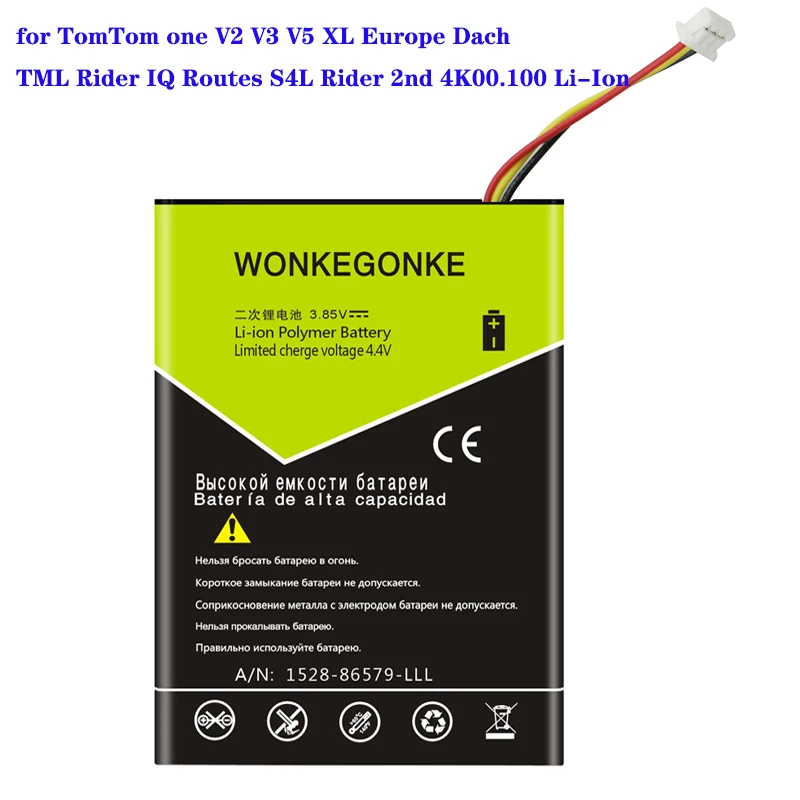 Литий-ионный аккумулятор для TomTom one V2 V3 V5 XL Europe Dach TML Rider IQ Routes S4L 2nd 4K00.100 1500 мАч |